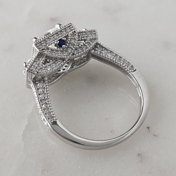 Square Cut Gemstone Ring, 925 Sterling Silver - Picture 2 of 12